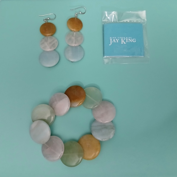 Jay King Multi-Color Disc Stone Bracelet and Earrings Set - Picture 1 of 3